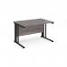 Maestro 25 straight desk 1200mm x 800mm - black cable managed leg frame, grey oak top MCM12KGO