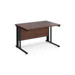 Maestro 25 straight desk 1200mm x 800mm - black cable managed leg frame and walnut top