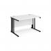 Maestro 25 straight desk 1200mm x 800mm - black cable managed leg frame, white top MCM12KWH