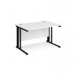 Maestro 25 straight desk 1200mm x 800mm - black cable managed leg frame, white top MCM12KWH