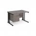 Maestro 25 straight desk 1200mm x 800mm with 3 drawer pedestal - black cable managed leg frame, grey oak top MCM12P3KGO