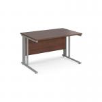 Maestro 25 straight desk 1200mm x 800mm - silver cable managed leg frame and walnut top