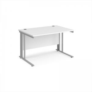 Maestro 25 straight desk 1200mm x 800mm - silver cable managed leg