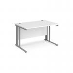 Maestro 25 straight desk 1200mm x 800mm - silver cable managed leg frame and white top