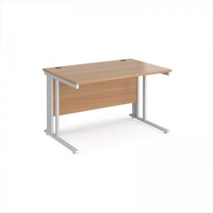 Maestro 25 straight desk 1200mm x 800mm - white cable managed leg