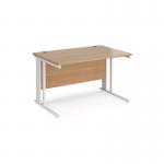 Maestro 25 straight desk 1200mm x 800mm - white cable managed leg frame and beech top