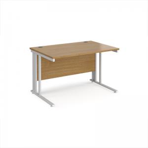 Maestro 25 straight desk 1200mm x 800mm - white cable managed leg