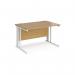 Maestro 25 straight desk 1200mm x 800mm - white cable managed leg frame, oak top MCM12WHO