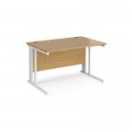 Maestro 25 straight desk 1200mm x 800mm - white cable managed leg frame and oak top