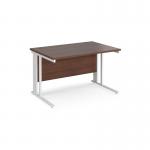 Maestro 25 straight desk 1200mm x 800mm - white cable managed leg frame and walnut top