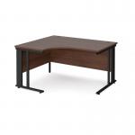 Maestro 25 left hand ergonomic desk 1400mm wide - black cable managed leg frame, walnut top MCM14ELKW