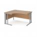 Maestro 25 left hand ergonomic desk 1400mm wide - silver cable managed leg frame, beech top MCM14ELSB