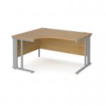 Maestro 25 left hand ergonomic desk 1400mm wide - silver cable managed leg frame, oak top MCM14ELSO