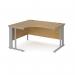 Maestro 25 left hand ergonomic desk 1400mm wide - silver cable managed leg frame, oak top MCM14ELSO