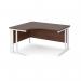 Maestro 25 left hand ergonomic desk 1400mm wide - white cable managed leg frame, walnut top MCM14ELWHW