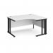 Maestro 25 right hand ergonomic desk 1400mm wide - black cable managed leg frame, white top MCM14ERKWH