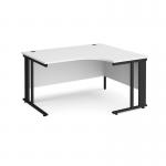 Maestro 25 right hand ergonomic desk 1400mm wide - black cable managed leg frame, white top MCM14ERKWH