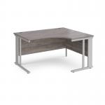 Maestro 25 right hand ergonomic desk 1400mm wide - silver cable managed leg frame, grey oak top MCM14ERSGO