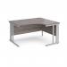 Maestro 25 right hand ergonomic desk 1400mm wide - silver cable managed leg frame, grey oak top MCM14ERSGO