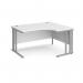 Maestro 25 right hand ergonomic desk 1400mm wide - silver cable managed leg frame, white top MCM14ERSWH