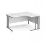 Maestro 25 right hand ergonomic desk 1400mm wide - silver cable managed leg frame, white top MCM14ERSWH