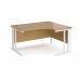 Maestro 25 right hand ergonomic desk 1400mm wide - white cable managed leg frame, oak top MCM14ERWHO