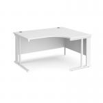 Maestro 25 right hand ergonomic desk 1400mm wide - white cable managed leg frame, white top MCM14ERWHWH