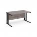 Maestro 25 straight desk 1400mm x 800mm - black cable managed leg frame, grey oak top MCM14KGO