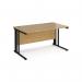 Maestro 25 straight desk 1400mm x 800mm - black cable managed leg frame, oak top MCM14KO