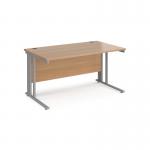 Maestro 25 straight desk 1400mm x 800mm - silver cable managed leg frame and beech top