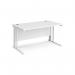 Maestro 25 straight desk 1400mm x 800mm - white cable managed leg frame, white top MCM14WHWH