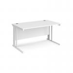 Maestro 25 straight desk 1400mm x 800mm - white cable managed leg frame, white top MCM14WHWH