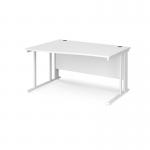 Maestro 25 left hand wave desk 1400mm wide - white cable managed leg frame, white top MCM14WLWHWH