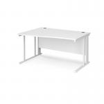 Maestro 25 left hand wave desk 1400mm wide - white cable managed leg frame, white top MCM14WLWHWH