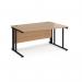 Maestro 25 right hand wave desk 1400mm wide - black cable managed leg frame, beech top MCM14WRKB