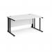 Maestro 25 right hand wave desk 1400mm wide - black cable managed leg frame, white top MCM14WRKWH