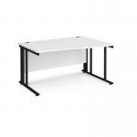 Maestro 25 right hand wave desk 1400mm wide - black cable managed leg frame, white top MCM14WRKWH