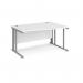 Maestro 25 right hand wave desk 1400mm wide - silver cable managed leg frame, white top MCM14WRSWH