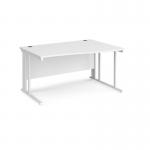 Maestro 25 right hand wave desk 1400mm wide - white cable managed leg frame, white top MCM14WRWHWH
