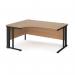 Maestro 25 left hand ergonomic desk 1600mm wide - black cable managed leg frame, beech top MCM16ELKB