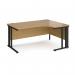 Maestro 25 right hand ergonomic desk 1600mm wide - black cable managed leg frame, oak top MCM16ERKO