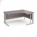 Maestro 25 right hand ergonomic desk 1600mm wide - silver cable managed leg frame, grey oak top MCM16ERSGO