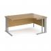 Maestro 25 right hand ergonomic desk 1600mm wide - silver cable managed leg frame, oak top MCM16ERSO