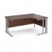 Maestro 25 right hand ergonomic desk 1600mm wide - silver cable managed leg frame, walnut top MCM16ERSW