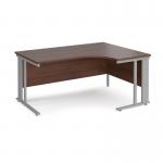 Maestro 25 right hand ergonomic desk 1600mm wide - silver cable managed leg frame, walnut top MCM16ERSW