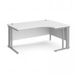 Maestro 25 right hand ergonomic desk 1600mm wide - silver cable managed leg frame, white top MCM16ERSWH