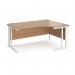 Maestro 25 right hand ergonomic desk 1600mm wide - white cable managed leg frame, beech top MCM16ERWHB