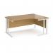 Maestro 25 right hand ergonomic desk 1600mm wide - white cable managed leg frame, oak top MCM16ERWHO