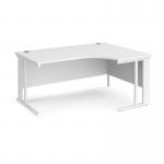 Maestro 25 right hand ergonomic desk 1600mm wide - white cable managed leg frame, white top MCM16ERWHWH