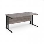 Maestro 25 straight desk 1600mm x 800mm - black cable managed leg frame, grey oak top MCM16KGO